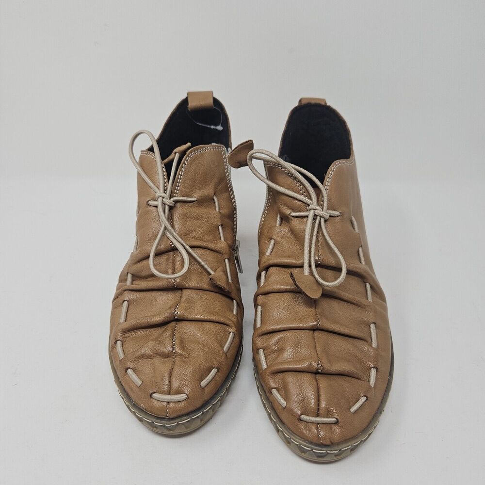 Spring Step Womens Shoes 37 Nespea Comfort Wedge Booties Beige Leather
